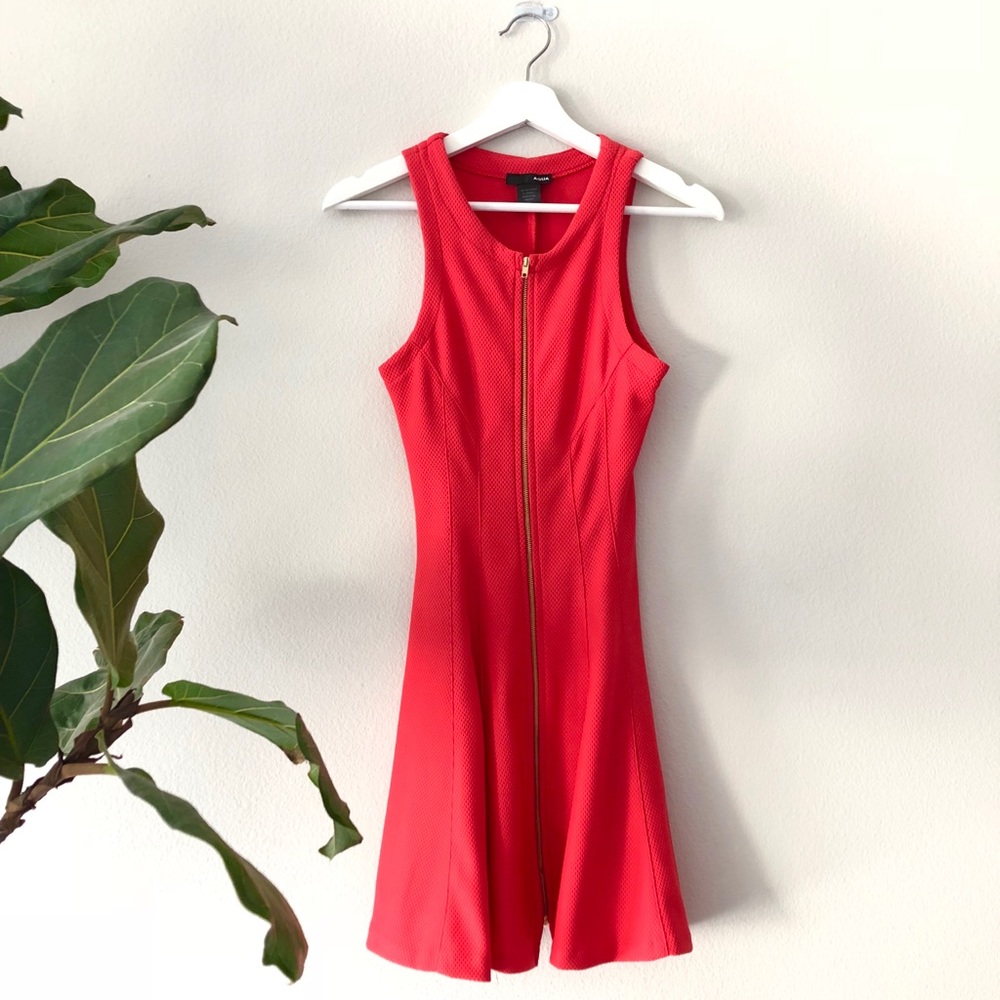 NWOT Fit and flare coral dress with zippered front